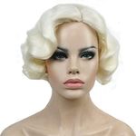 Lydell Vintage Short Curly Finger Wavy Flapper Wigs Hairpiece for Women Girls with 2 Free Wig Caps Blonde