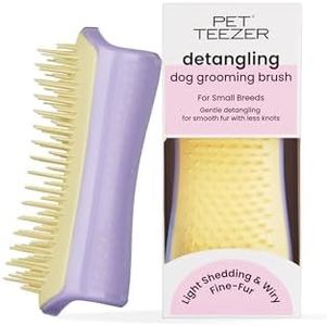 Tangle Teezer Pet Teezer, Petite Brosse Démêlante de Toilettage pour Petit Chien, pour le Bain ou sur Poil Sec, la Brosse Démêlante Parfaite pour Chien, Lilas et Jaune