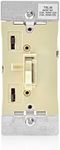 Leviton TSL06-1LI Toggle Slide Universal Dimmer, 300W Dimmable LED & CFL, 600W Incandescent & Halogen for Single Pole or 3-Way, with Locator Light, Ivory, 1 Pack