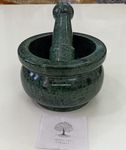 Jaipur Art Green marble mortar and pestle set stone grinder for kitchen (4 X 3 Inch) With Polish