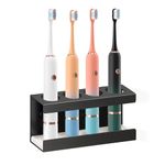 Minicoco Electric Toothbrush Holder Wall Mounted Black Toothbrush Holders for Bathroom 4 Slots Electric Toothbrush Stand with Diatomite Dish，Suitable for Placing Electric Toothbrush Holder Charger