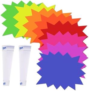 120 Pieces Starburst Signs for Retail, 5*6.6 Inch Fluorescent Garage Sale Stickers, Multicolor Sale Signs for Retail Store, Garage Sale Supplies, Yard Sale Stickers with PVC Sticky Transparent Strip