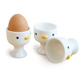 PURROOM Funny Duck Egg Cup, Cute Chick Egg Cups Gift Set of 3, Handmade Glaze Safety Ceramics Soft Boiled Egg Holder, Breakfast Kitchen Cooking.