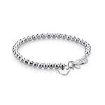 Women 925 Sterling Silver Bracelet Minimalist 4-10MM 5-9 inches Round Bead Chain Girls/Men Solid Silver Bracelet Charm Jewelry Gift (4MM, 6.3)