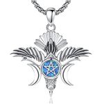 Vito 925 Sterling Silver Viking Necklace for Women Men, Wolf/Horse/Viking Tree/Dragon Nordic Pendant Protective Spirit Jewelry Gift, 24"/18", Sterling Silver, Opal