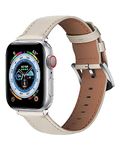 VULKIT Vintage Leather Strap Compatible with Apple Watch Straps 42mm 44mm 45mm 49mm for Women and Men, Genuine Leather Wristbands Compatible for Apple iWatch Ultra SE Series 8 7 6 5 4 3 2 1, Beige