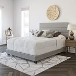 Boyd Sleep Napoli Upholstered Platform Bed Frame with Tri-Panel Headboard, Mattress Foundation Required: Faux Leather, Grey, Twin