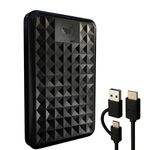 ModusTech Facet 1TB External Hard Drive Portable USB-C/USB 3.1 Plug & Play Ultra-Slim HDD Hard drive for Backup, Gaming, PC, Mac, Laptop, PS4, Xbox, Smart TV (Black)