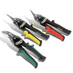 DNA MOTORING TOOLS-00111 3 Piece Aviation Tin Snip Tool Set, 10" Serrated Jaws, Includes Straight, Left, and Right Cut, Heavy Duty High Carbon Alloy Steel, Multipurpose, 1 Set, Multicolor