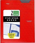 Five Star 2 Pocket Folder, Stay-Put Folder, Plastic Colored Folders with Pockets & Prong Fasteners for 3-Ring Binders, For Home School Supplies & Home Office, 11” x 8-1/2”, Red (72109)