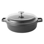 BergHOFF GEM Nonstick 11" Sauté Pan 4.9qt., Sturdy 2-Handle, Glass Lid, Ferno-Green, Non-Toxic PFOA-Free Coating, Ovensafe