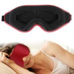 WLLHYF Silk Sleep Mask 3D Stereo Deep Sleep Eye Mask Comfortable Adjustable Cute Block Out Light Eye Covers for Man and Woman All Night Sleep (Dark Red)