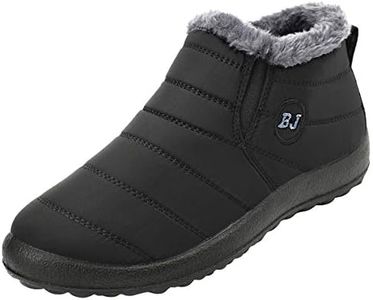 JOINFREE Womens Winter Boots Winter House Slippers Fur Lining Shoes Water Resistant Ankle Snow Booties Black 5.5 Women/5 Men
