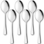 AOOSY Serving Spoons,6 PCS 10 Inches Stainless Steel Salad Serving Spoons for Parties Dinner Extra Large Tablespoons Buffet Banquet Flatware Kitchen Restaurant Serving Utensil Silver Soup Spoons