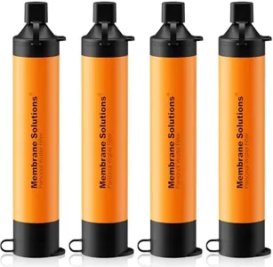 Membrane Solutions Personal Water Filter, Survival Filtration Straw Portable Gear, Emergency Preparedness, Supply for Drinking Hiking Camping Travel Hunting Fishing Team Family Outing (Orange, 4 Pack)