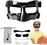 Nose Guard for Broken Nose, Protective Face Masks for Basketball and Soccer Sports,Adjustable Face Mask with Foam Padding foradolescents (Black)