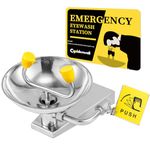 CGOLDENWALL Eye Wash Station Wall Mounted Eyewash Station Emergency Eye Face Washing Station, NPT Threads, with Emergency Sign, 304 Stainless Steel Bowl