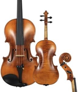 Professional Handcrafted European Violin – Solid Italian Spruce Top & European Maple Back | German Thomastik Strings | French Bridge | Carbon Fiber Tailpiece | Includes Bow & Case (Full Size 4/4)