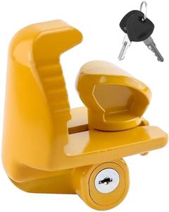 Trailer Hitch Lock Universal Size with Key Fit for 1-7/8", 2", and 2-5/16" Couplers Heavy Duty Steel by Fetechmate Trailer Locks Accessories for Boat, Vehicles and RV, Yellow