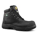 Tiger Men's Safety Boots Titanium Steel Toe CSA Approved Lightweight 6" Leather Work Boots 3055 (10 3E US, Black)