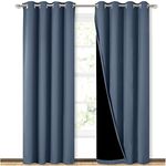 NICETOWN 100% Blackout Curtains 84 inches Long, Heavy-Duty Full Light Shading, Thermal Insulated Guest Room Lined Window Dressing/Drapes for Room Window(2 Panels, Stone Blue, 52 inches Wide)