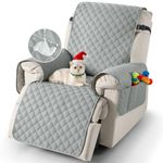 TAOCOCO Recliner Slipcovers,100% Waterproof Recliner Covers,Armchair Covers with Pockets,1 Seater Armchair Slipcovers,Non Slip Reclining Sofa Covers Arm Chair Covers for Pets(Grey)