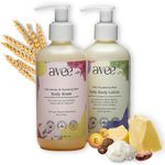 Avee Kids Body care for 5 to 12 Years | Moisturizing Body Wash & Nourishing Lotion | For soft & Glowing skin | Oats, Vitamins B5 & E, Shea & Cocoa Butter | No Parabens & Sulphates (Pack of 2)