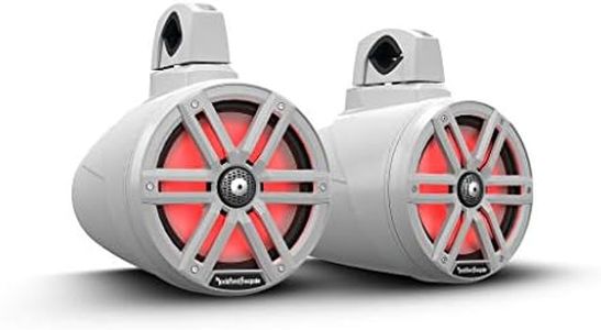 Rockford Fosgate M2WL-8 Color Optix Multicolor LED Lighted 8" 2-Way Marine Wake Tower Cans & Speakers 250 Watts RMS / 1000 Watts Peak with Stainless & Sport Grilles, Mounting Hardware - White (Pair)