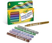 CRAYOLA Metallic Markers - Assorted Colours (Pack of 6) | Unique Colours that Shimmer Just Like Real Metal! | Kids Arts & Crafts | Ideal for Kids Aged 3+