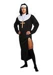 HENBRANDT Adult Men’s Nun Fancy Dress Costume XL Male Nuns Religious Habit with Black Nun Headpieace Novelty Cosplay Dress Up Outfit One Size Extra Large Mens Fancy Dress Costume