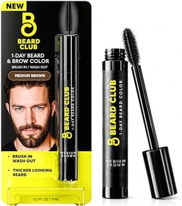 The Beard Club 1 Day Temporary Beard Dye for Men - Medium Brown Beard, Mustache & Eyebrow Color for a Fuller, Well-Defined Look, Water & Sweat Resistant, Up to 30 Applications, 0.3 fl oz
