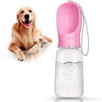 CKK Dog Water Bottle, Leak Proof Portable Puppy Water Dispenser, 550ml Antibacterial Water Feeder For Pets, Dog Cat Pet Outdoor Walking Travelling Drinking Cup, Drinking Bowl (Pink) (CKK-PINK-1)