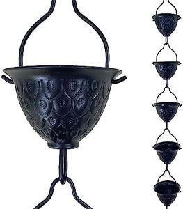 Rain Chains by JASINC 8.5 ft Pinecone Rain Chain Black, to Replace Gutter Downspout, Water Diverter, JAS3010BLK