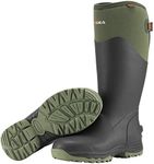 HISEA Rubber Rain Boots for Men, Waterproof Insulated Neoprene Hunting Boots, Durable Anti-Slip Outdoor Mud Boots for Hunting Gardening Farming Fishing Yard Working, Adjustable Calf, Size 7 Green