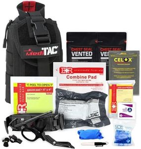 Premium Tactical Trauma IFAK Kit with Celox Hemostatic Granules, SOF Tourniquet and Pressure Bandage in Molle Pouch, Bleeding Control Kit (Black)