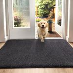 DEXI Dirt Trapper Door Mat Indoor, Non-slip Doormats Inside, Machine Washable, Super Absorbent Entrance Mats Soft Floor Carpet Rug, 60 x 90 cm, Black-Grey