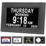 Golony Dementia Clock,Large-size Display,Digital Calendar Clock with Day and Date,12 Alarms and 5 UI Interfaces,Wired Power Supply Clocks.(7 Inch Black)