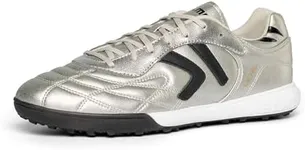 KELME Turf Soccer Shoes Mens Futsal Indoor Soccer Shoes Calf Skin Women Football Boots Arch Support Silver, 6