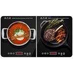 Double Induction Hob, Portable Induction Cooker, Plug in 2 Zone Electric Cooktop Sensor Touch Ceramic Glass Panel with LED Display Child Lock 3 Hours Timer 2800W