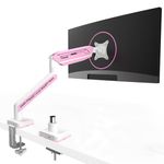 ETHU Single Heavy Duty Monitor Arm for 17-42 inches Monitors with 30 RGB Lighting Effects,Holds 15KG/33lbs,Ultrawide Monitor Arm for Curved Flat Monitors (Rosy)