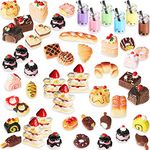 Jetec 50 Pieces Miniature Food Mini Food Drink 1:12 Scale House Kitchen Food Miniature Kitchen Accessories Food and Tableware Set (Fresh Series)