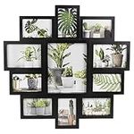 Large Multi Aperture Collage Picture Frame Holds 9/11/18 Photos 6x4 Wood Look (11 Piece Photo Frame, Black)