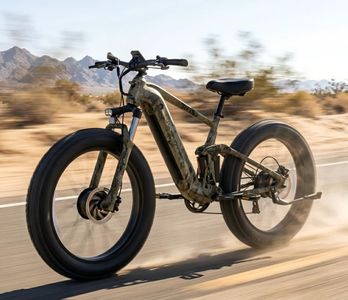 PUCKIPUPPY Dual Motor Electric Bike for Adults, 48V 20AH Battery, Full Suspension 26" Fat Tire E Bike, 28MPH 80Miles Range Mountain Electric Bicycle, 7 Speed, Golden Retriever