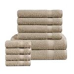 LANE LINEN 100% Cotton Hotel Quality Luxury Bath Towels, 2 Large Bath Towels Set, 4 Soft Hand Towels for Bathroom, 4 Wash Towels for Body, Spa Towels Quick Dry, Gym, Towels - Taupe (10 PC Set)