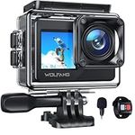 WOLFANG Action Camera 4K 20MP WiFi GA120, 40M Waterproof Underwater Camera for Snorkeling, 170° Wide Angle Dual Screen Vlogging Camera with EIS, External Microphone, Remote Control