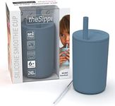 Brightberry Sippy Cup - Large Kids Smoothie Cup with Lid & Straw | BPA-Free Silicone Straw Cup for Toddlers & Babies (Blueberry Dark Blue)