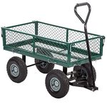 Ruesleag Garden Carts Yard Dump Wagon Cart 400Lbs Lawn Utility Cart Outdoor w/Steel Mesh Removable Sides Wheels Adjustable Handle Heavy Duty Wagons Outdoor Yard Landscape,Green