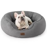 Bedsure Dog Bed for Medium Dogs Washable - Round Medium Pet Beds for Indoor Cats, Pet Bed for Puppy and Kitten with Slip-Resistant Bottom, Gery, 30 Inches