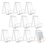 10 Pack Clear Sign Holder Stand Acrylic Book Stands, Sign Display Stand for Table Tag Card Book Menu Poster Magazine, Brochure Holder Stand for Home Coffee Shop Bookstore Restaurant