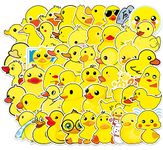 Yellow Duck Stickers | 50pcs Cute Rubber Duck Yellow Stickers for Water Bottles, Phone, Laptop, Book - Vinyl Waterproof Duck Decal, Ducky Stickers - Duckie Stickers Gifts for Teens, Boys and Girls